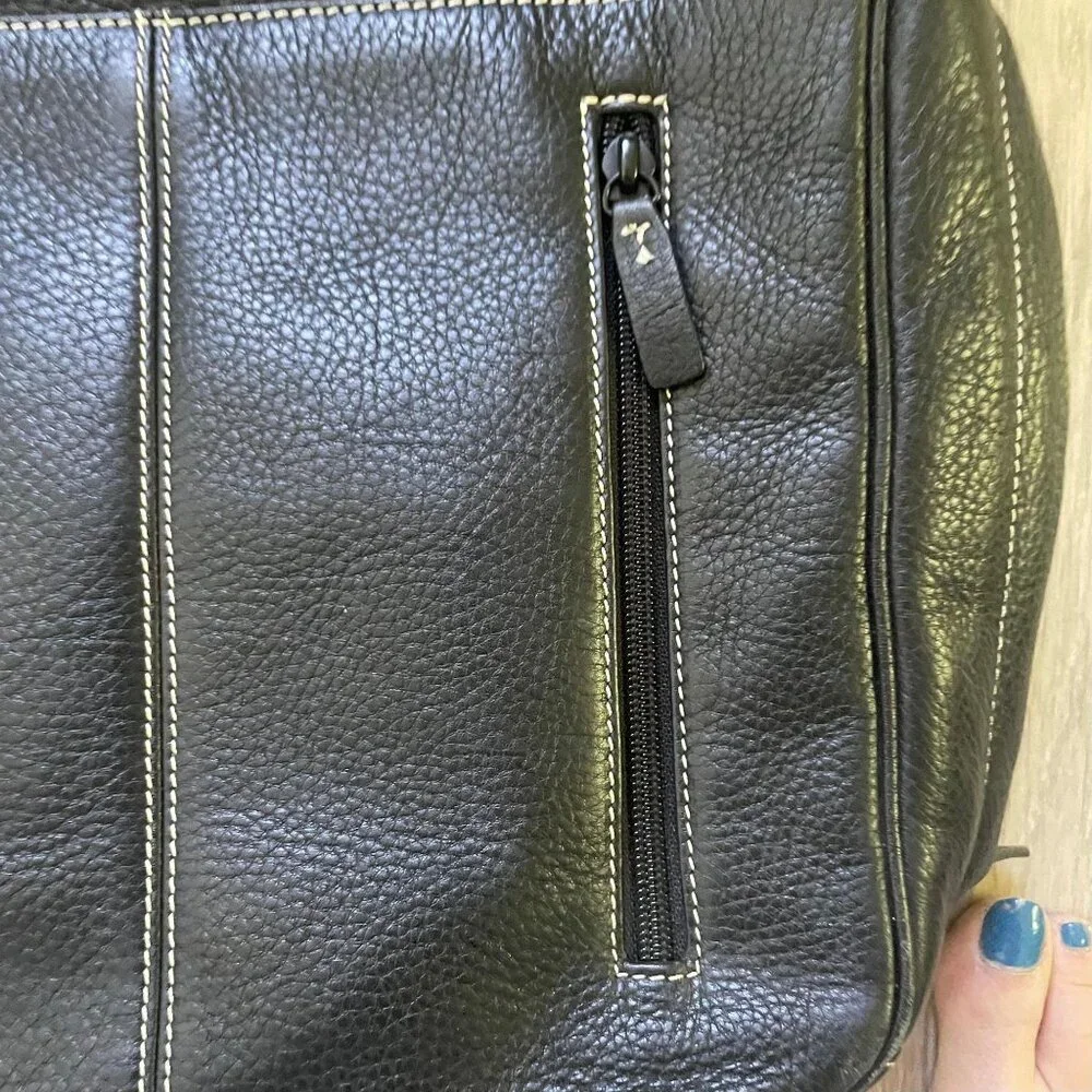 Storksak Leather Jamie Messenger Bag Shoulder Bag Black Dad Work Office